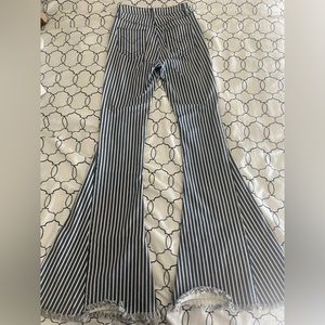 Show me your Mumu blue and white stripped bell bottoms